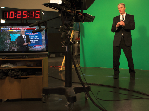 Dave Cochran giving a weather report at ABC Fox Montana