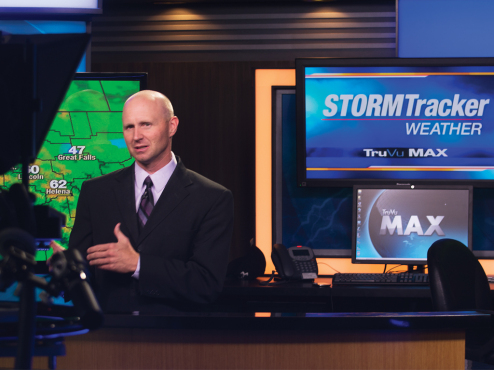 Russ Thomas giving weather report at KPAX in Missoula